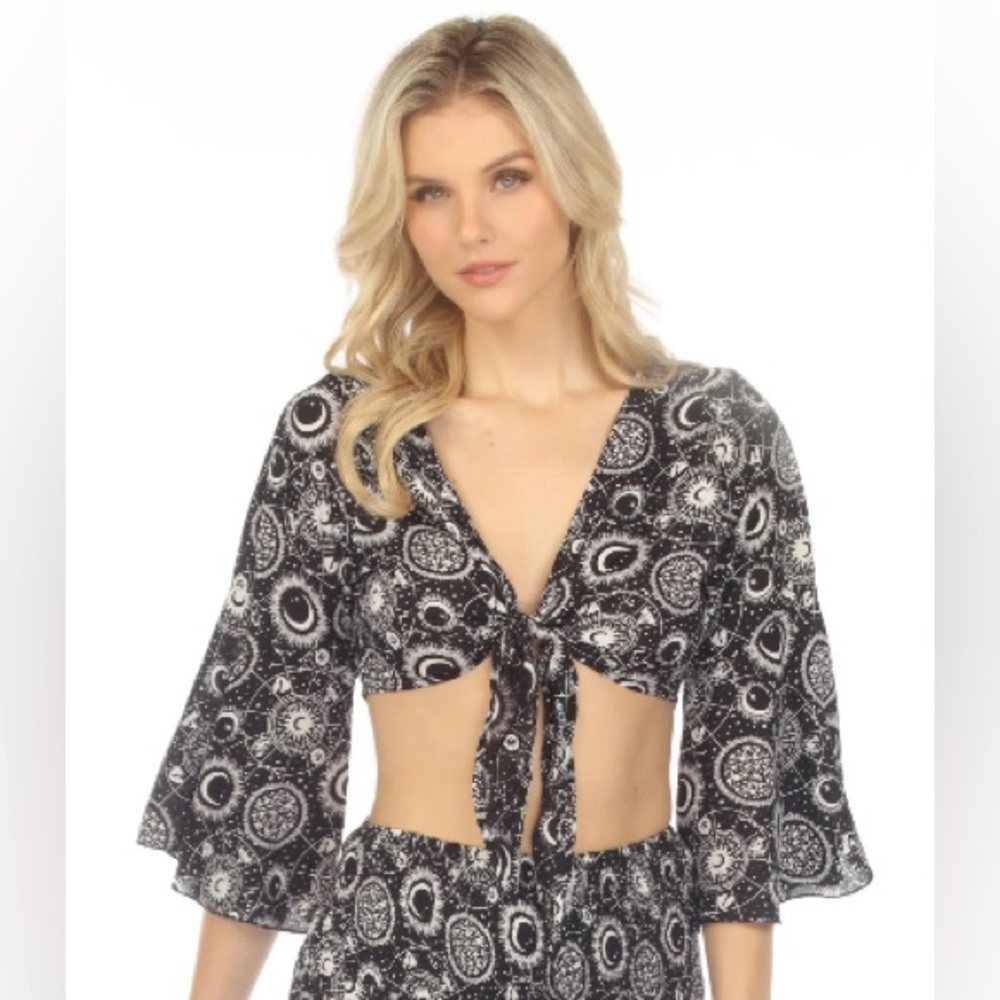 Lakhays Celestial Tie Crop Top